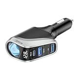 4-in-1 Autoladegerät, BUVAYE USB Splitter 12V/24V Autoladegerät mit Zigarettenanzünder Typ C PD und 3 Port