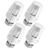 BYZESTY Heizungsthermostat - Heizkörperthermostat, 4 Stück Thermostatkopf M30x1,5, Heizungsregler, Heizkörperventil, Heizung Thermostatkopf, Thermostatventil Heizkörper Ersatzkopf für Zuhause Büro