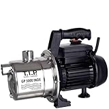 T.I.P. Edelstahl Gartenpumpe GP 3000 INOX - Leistungsstarke 550 W Pumpe mit 2950 l/h Leistung und thermischer Überlastschutz - Robustes, korrosionsbeständiges Pumpengehäuse, 30111