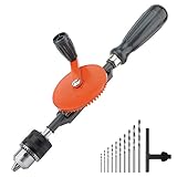 Housolution Handbohrmaschine, Leistungsstark 3/8 Zoll (1.5-10mm) Spannfutter Stahlguss Doppelritzel Handbohrer für Holz Kunststoff Acryl Leiterplatte Stanzen, Orange