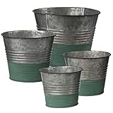 Pflanztöpfe Blumenübertopf Dekorativen Zink Töpfen Blumenkübel Pflanzkübel Planters Dekotopf für Blumen Pflanzen 4er Set