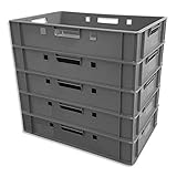 5er Set E1-Kiste Eurobox Metzgerkiste Lagerbox 60x40x12,5 cm stabil für Lebensmittel geeignet (grau)