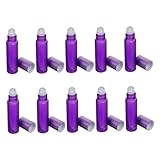 minkissy 40-Teiliges Roll-On-Lippenstift Aus Bernsteinfarbenem Stahl Und Massagebällen Auf Einem Mini-Edelstahl-Set Zur Herstellung Von Ml-Ölen Mit Violetten Flaschenbehältern