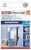 tesa Powerstrips Waterproof Strips LARGE - wasserfeste, doppelseitige Klebestreifen für Küche Bad, bis zu 2 kg Haltekraft - 1 x 6 Streifen