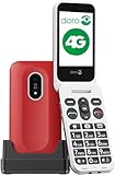 Doro - Leva L20 - Seniorenhandy - 4G-Klapphandy ohne Vertrag - Großes Display - Käftiger Klang in HD-Qualität - Kamera - Notruftaste mit GPS - Inklusive Ladestation - Rot/Weiß