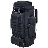 Vaupan Wandern Rucksack, 80L Camping Rucksack, wasserdichte große Outdoor Sport Reise Daypack Molle Rucksack für Männer Frauen (schwarz)