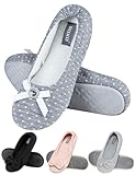 soxo Hausschuhe Ballerinas Damen Sommerschuhe Elegant Ballerina Schuhe Pretty Slipper 39/40 Grau mit Diamant