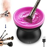 Make-up-Pinsel-Reiniger, elektrischer Make-up-Pinsel-Reiniger für Make-up-Pinsel, tragbar, automatisch, USB-Kosmetikpinsel, Reinigungswerkzeug für alle Größen, Beauty-Pinsel-Set (Schwarz-Rot)