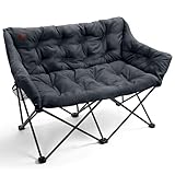 EVER ADVANCED Campingstuhl Klappbar für 2 Personen Faltsofa 320KG Belastbar, Luxus Klappstuhl XXL 2 Sitzer, Campingsofa Dick Gepolstert Hohe Lehne Extra Lang für Outdoor Garten Balkon Indoor,Schwarz
