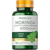 Bio Moringa Kapseln Hochdosiert - 6000 mg Tagesdosis, 6 Monate Nutzung, Moringa Wirkung Testsieger, Vegan & Ohne Zusatzstoffe (180 Vegane Kapseln)
