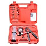 Zoomtools Kfz Vakuumpumpe Druckpumpe Bremsenentlüftungsgerät Bremsenentlüfter Unterdruck Prüfgerät für Auto, LKW und Motorrad Bremse Entlüften Vakuum Druckprüfer Set Vakuumtester Kit Handpumpe