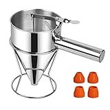 Sopito Teigspender, 600ml Pfannkuchen Teigspender Edelstahl Teigportionierer Multi-Kaliber Edelstahl Trichterkuchen-Spender mit Ständer Großartig für Pfannkuchen Desserts