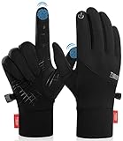 TIBISI Handschuhe Herren Damen Fahrradhandschuhe Touchscreen rutschfest Winddichte Winter Outdoor Sport Liner-Handschuhe Warme Leichte Laufen Fahren Joggen Fahrrad Wander Schwarz