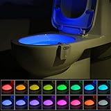 WC-Lichter im Inneren, WC-Sensor, WC-Licht, Batterie, Toilettenschüssel-Nachtlicht mit 16 Farbwechsel, Sensor-LED-Waschraum-Nachtlicht passt auf jede Toilette