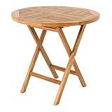 Divero runder Gartentisch ALASSIO aus Teak Holz - klappbar – Farbe: Natur-Braun