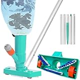 Poolsauger Staubsauger, dellyy Pool Staubsauger, Bodensauger für Pool mit Teleskopstange & Bürste & Laubsack, Staubsauger für die Reinigung des Bodens des Schwimmbeckens