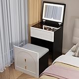 Beleuchtetes Schminktisch-Set mit Spiegel und Hocker, stilvoller Schminktisch für Damen und Mädchen, perfekt für Zuhause und Schlafzimmer