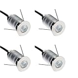 Spotlights LED In Ground Well Light Mini 15° Narrow Beam Angle Spotlight 1W LED Chip IP67 Waterproof Outdoor Landscape Lighting for Garden Pool Fountain 4PCS Cool White