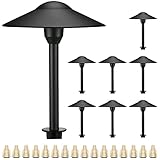 Lumina Low Voltage Landscape Lighting Cast-Aluminium Outdoor Path and Area Light Warm White 3 W G4 LED Bulb and ABS Heavy Duty Ground Stake Included for Yard Walkway Lawn – Black PAL0101-BKLED8 (8PK)