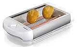 Melissa 16140111 Flachtoaster,Flach-Toaster, Tischröster,Tisch Röster, Edelstahl Design,Brötchen,Baquette,Fluetes,600 Watt Power Leistung,Rücklauf Timer,Krümelschublade, Weiß Farben,