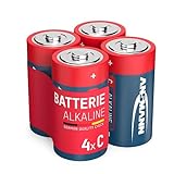 ANSMANN Batterie Alkaline Baby C LR14, 4 Stück, 1,5V, langlebig & auslaufsicher, ideal für LED Taschenlampe, Radio, Modellbau, Smart Home Geräte