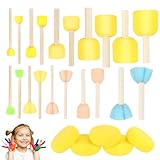 Ledebouk 20 Stück Schwammpinsel, 5 Stücke Malschwamm, Schwammstupf Pinsel Set, Schaumstoffpinsel, Schwamm Malen, Tupfpinsel für DIY Malerei Handwerk Keramik Werkzeuge - 5 Verschiedene Größen