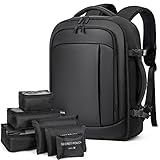 Lekespring Handgepäck Flugzeug für Herren Damen, 17 Zoll Laptop Rucksack Reiserucksack, 30L mit 6 Teilige Kleidertaschen für Urlaub Business Arbeit Reisen, Schwarz