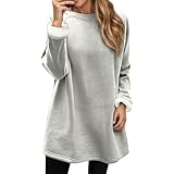 Generisch Pulloverkleid Damen Fleece Gefütterte Winterkleid Rundhals Langarm Freizeitkleid Einfarbiges Causal Tunikakleid Lang Sweatkleid Modische Bequem Pullikleid Warm Innenfleece Blusenkleid