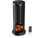 Brandson - Heizlüfter energiesparend leise - Kaminfeuer Effekt - Oszillation - mit Fernbedienung - Preisträger - ECO Modus - 2 Stufen - Kindersicherung - Timer - Bad Wohnzimmer Büro Kinderzimmer