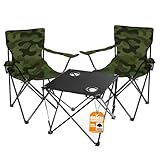 BigDean Campingtisch mit Stühlen Camouflage - Camping Tisch Stuhl Set Camping Stühle Campingstühle Campingstühle faltbar Campingmöbel Set