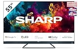 SHARP 55FQ5EG Quantum Dot Google TV 139 cm (55 Zoll) 4K Ultra HD QLED Google TV (Smart TV ohne Rahmen, Dolby Atmos, Dolby Vision IQ, HDMI 2.1 mit eARC)