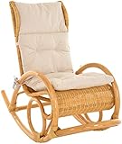 korb.outlet Luxor Schaukelstuhl Rattan Honig/Relaxsessel aus echtem Rattan mit Polsterauflage