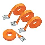 Amazon Basics Spanngurt, 6 m lang, 25 mm breit, Belastbarkeit 150 kg, entspricht DIN EN 12195-2, 4 stück, 1er-Pack, Orange