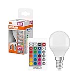 Osram STAR+ RGBW LED Lampe mit E14 Sockel, RGB-Farben per Fernbedienung änderbar, 5.5W, Tropfenform, Ersatz für 40W-Glühbirne, matt, LED Retrofit RGBW lamps with remote control, Einzelpack
