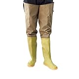 HWBZSZY Herren Damen 80cm Hoch PVC/Nylon Angelschuhe, Leichte Wasserdichte Waders Gummistiefel Weiche Rutschfest Sohle Outdoor Fisch Teich Watthosen 35-45,Beige,44 EU