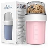 Jim's Store Müslibecher to Go Becher, 560ml+310ml Auslaufsichere Joghurtbecher für Unterwegs--Morandi pink