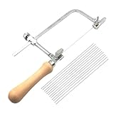 Juweliersäge, Schmucksäge Metallsäge Bogensäge, Verstellbare Laubsäge mit 12 Laubsägeblätter, Dekupiersäge Drahtsäge für Holz, Holzbearbeitung, Glas, Metall
