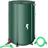 Faltbare Regentonne 380 Liter mit Anti-Kollaps-System – Tragbares Wasserfass Regentonne mit Fallrohr, Filter, 2 Hähnen & Überlauf – Grüner Regentonne Wassertank für Regenwassersammlung