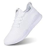 GHFKKB Laufschuhe Herren Turnschuhe Joggingschuhe Leichtgewichts Sneaker Tennisschuhe Fitness Trainingsschuhe Atmungsaktiv Sportschuhe Walking Schuhe Weiß 43