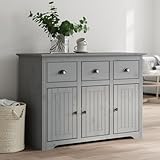 Youuihom Vitrinenschrank Sideboard Flur Geschirrschrank Bastelschrank Sideboard Grau 115x43x79,5 cm Massivholz Kiefer Geeignet für Küchen, Wohnzimmer, Esszimmer, Lounges