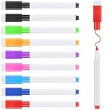 OFFCUP Trocken Abwischbar Stift mit Radierer, 10pcs Whiteboard Marker Magnetisch, Whiteboard-Marker mit feine Spitze, Bunt 3 in 1 Folienstift Trocken abwischbare Marker für Fenster, Glas, Tafel