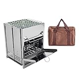 Kadagg Klappbarer winddichter Holzofen Tragbarer Campingkocher Öfen Rucksackkocher Picknickkocher Gasbrenner aus Edelstahl