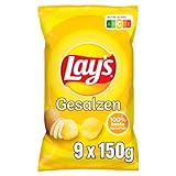 Lay's Gesalzen – Knusprig gesalzene Kartoffelchips für eine gelungene Party (9 x 150 g) (Verpackungsdesign kann abweichen)