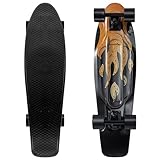 Arrow Board - 27 Zoll Skateboard, KMX Mini Cruiser Skateboard für Kinder, Jugendliche, Erwachsene, Junge und Mädchen Retro Stil Penny Board (27 Zoll Flamme Feuer)