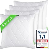 Gentle North Kopfkissen (40x40 cm groß) - 4er Set Kissen für Bett und als Dekokissen - Mit Reißverschluss für Füllung - Sofakissen - Zierkissen für Couch und Sofa - Ökotex - Waschbar bis 60° - Weiß