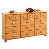IDIMEX Kommode Schubladenschrank Landhauskommode Sideboard Colmar mit 12 Schubladen, Muschelgriffe, in gebeizt/gewachst