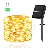 cshare Solar Lichterkette Aussen, 5M 50 LED Kupferdraht 8 Modi Timer IP65 Wetterfest für Hof, Weihnachtsbaum, Garten, Schlafzimmer, Balkon, Tor Innen/Außen Dekorationen (Warmweiß)