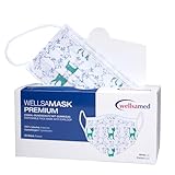 Wellsamed Wellsamask 50 Stück medizinischer Mundschutz Type IIR mit Gummizug, mit Motiv, Katze