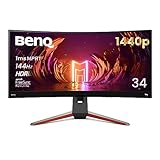 BenQ Mobiuz EX3410R 34 Inch WQHD 21:9 VA 144Hz Ultrawide Curved Gaming Computer Monitor with Gaming Color Optimizer, Freesync Premium Pro, Remote Control, Built-in Speaker and HDRi Tech, Dark Grey