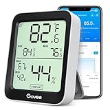 Govee Bluetooth Thermometer Hygrometer Innen, LCD Digital Temperatur luftfeuchtigkeitsmesser mit Benachrichtigungs Alarm, Präzise Thermo-Hygrometer mit APP, Datenspeicherung für Gewächshaus Weinkeller